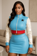 Star Power 'Sky Blue, Cream & Red' Two - Piece Set - StarStruck Official